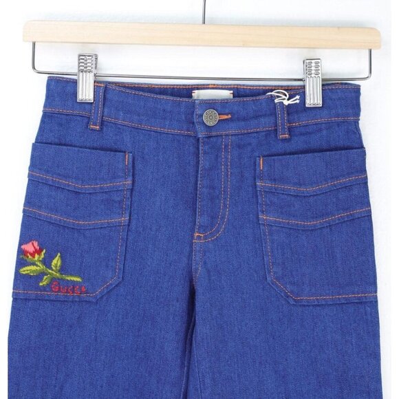 NWT Gucci Kids Girls Embroidered Flare Leg jeans Size 8 - Picture 2 of 9